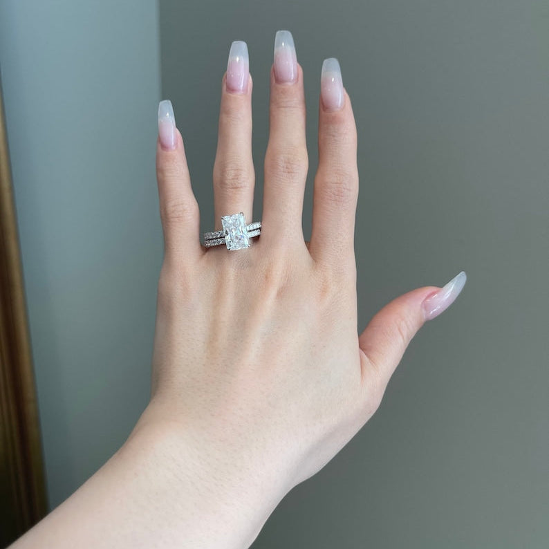 5 CT Radiant Pave Moissanite Engagement Ring