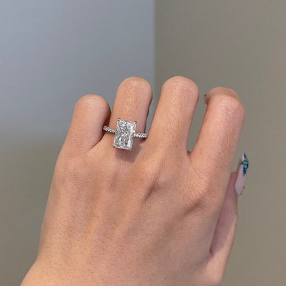 4.5 CT Radiant Pave Moissanite Engagement Ring