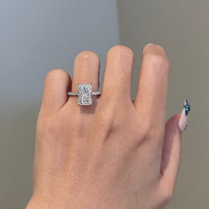 4.5 CT Radiant Pave Moissanite Engagement Ring