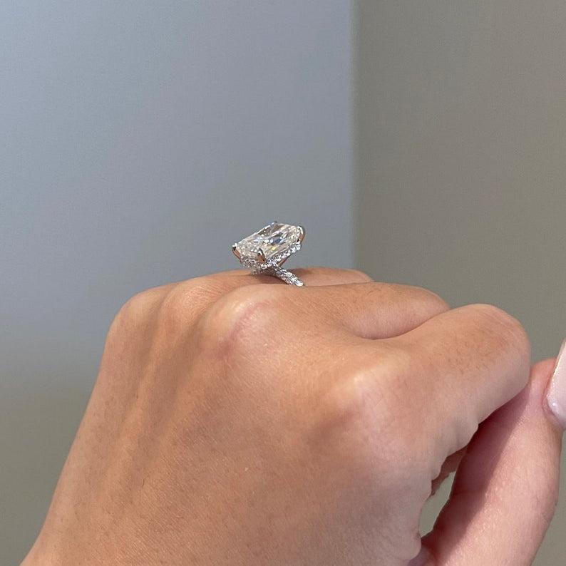 4.5 CT Radiant Pave Moissanite Engagement Ring