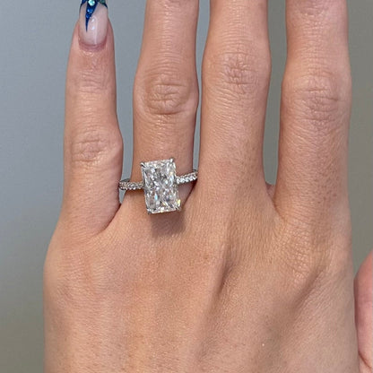 4.5 CT Radiant Pave Moissanite Engagement Ring