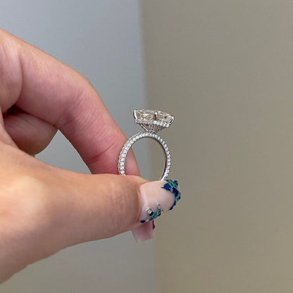 4.5 CT Radiant Pave Moissanite Engagement Ring