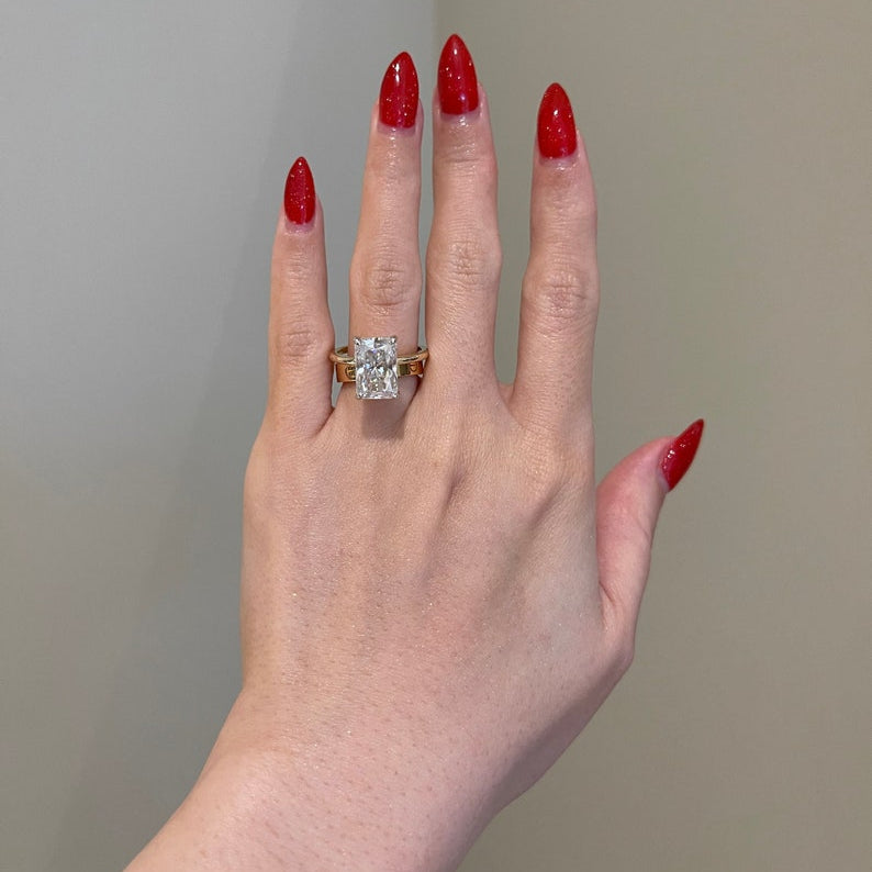 5 CT Radiant Hidden Halo Moissanite Engagement Ring