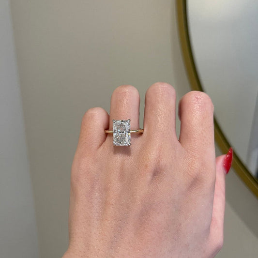 5 CT Radiant Hidden Halo Moissanite Engagement Ring