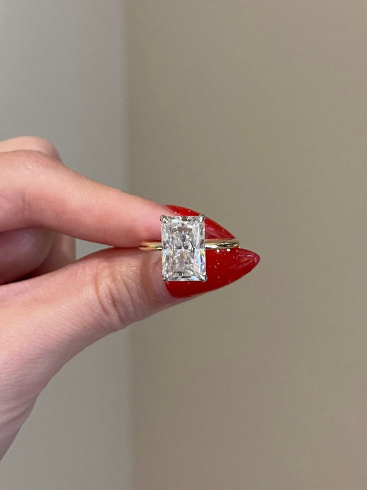5 CT Radiant Hidden Halo Moissanite Engagement Ring