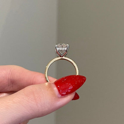 5 CT Radiant Hidden Halo Moissanite Engagement Ring