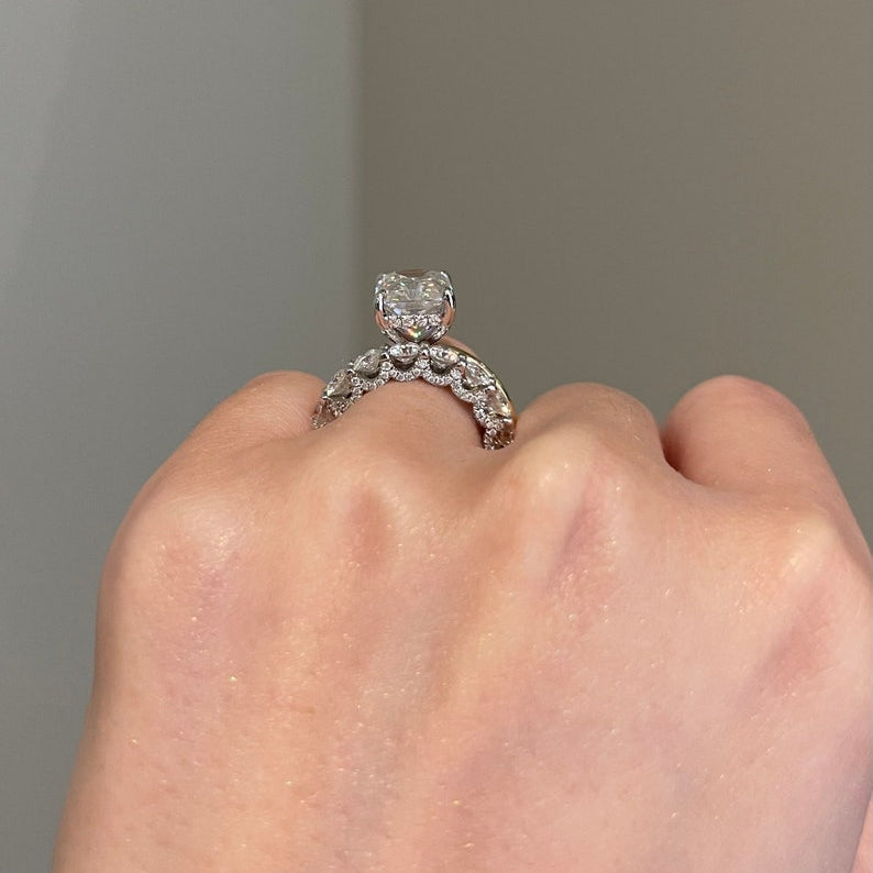 5 CT Radiant Hidden Halo Moissanite Engagement Ring