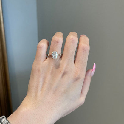 2.5 CT Radiant Dainty Pave Moissanite Engagement Ring