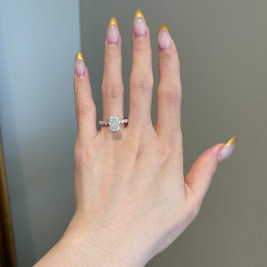 2.5 CT Radiant Pave Moissanite Engagement Ring