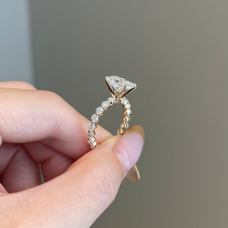 2.5 CT Radiant Pave Moissanite Engagement Ring