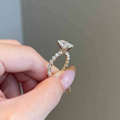 2.5 CT Radiant Pave Moissanite Engagement Ring