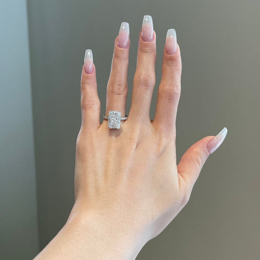 5 CT Radiant Pave Moissanite Engagement Ring