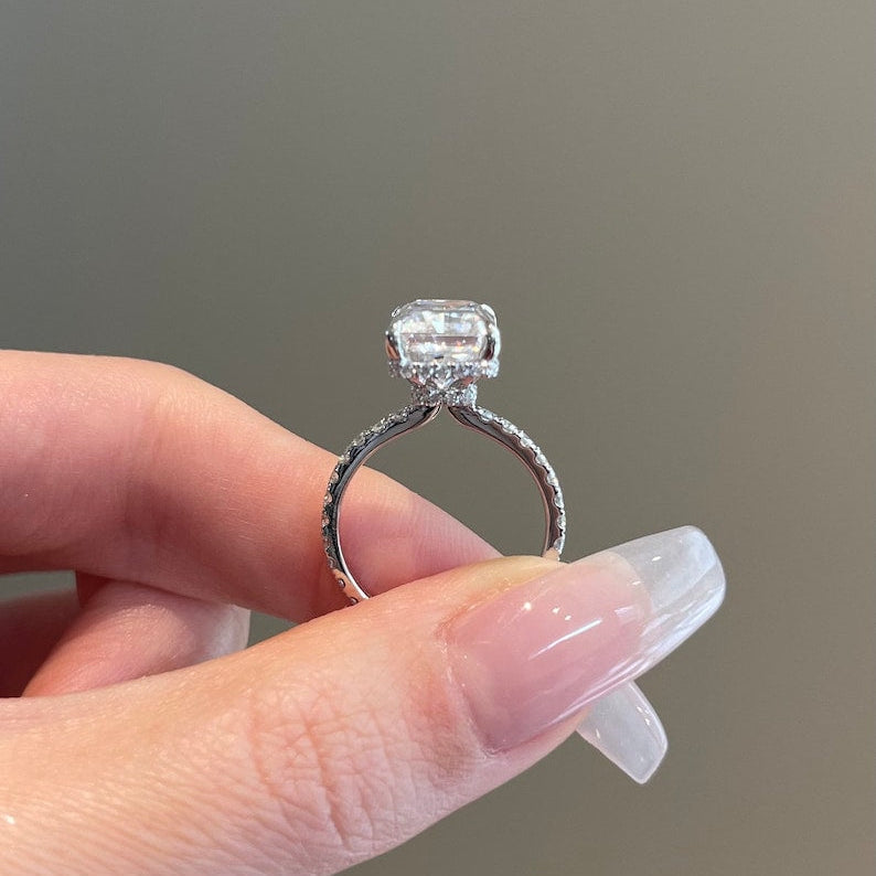 5 CT Radiant Pave Moissanite Engagement Ring