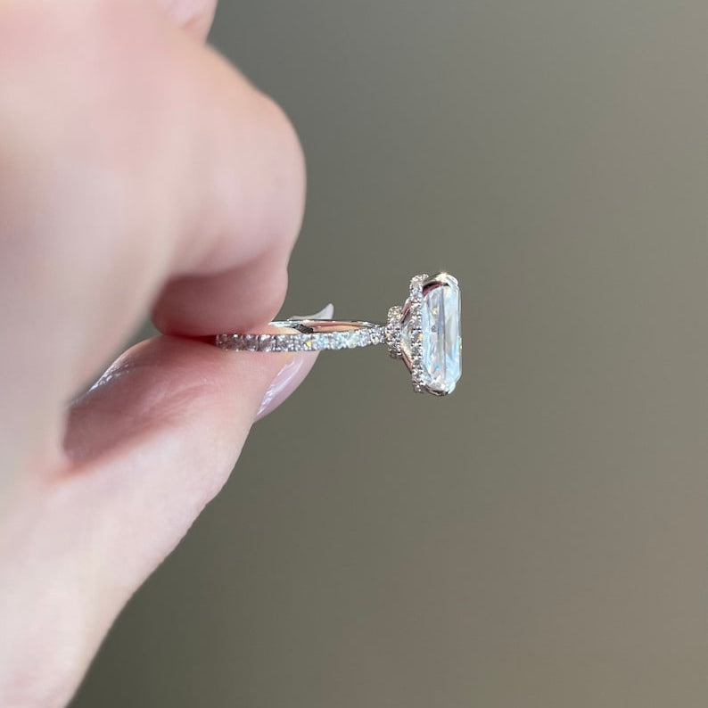 5 CT Radiant Pave Moissanite Engagement Ring
