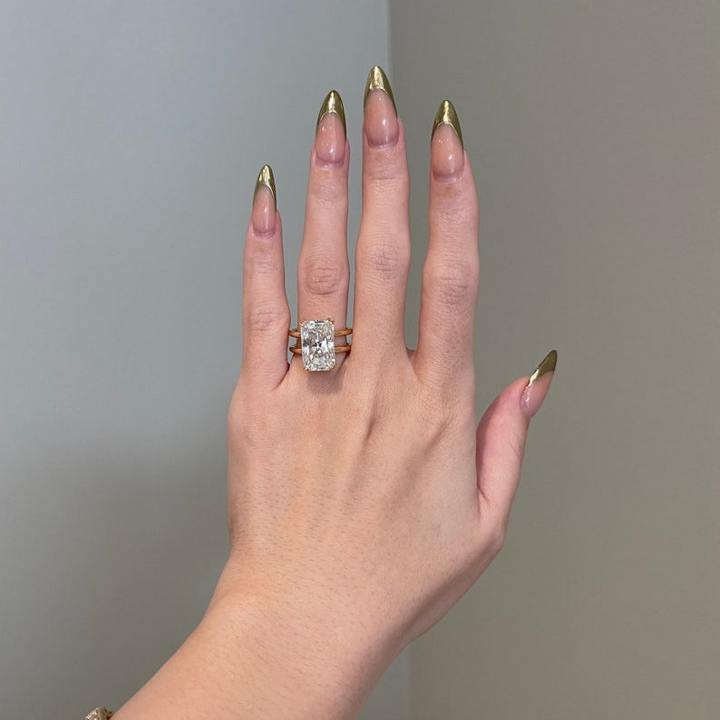 8.5 CT Radiant Solitaire Moissanite Engagement Ring