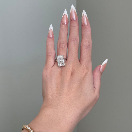 10 CT Radiant Hidden Halo Moissanite Engagement Ring