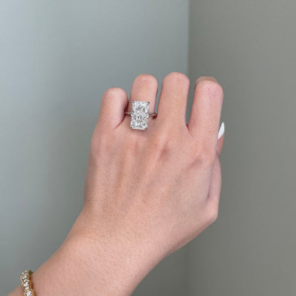 10 CT Radiant Hidden Halo Moissanite Engagement Ring