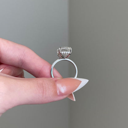 10 CT Radiant Hidden Halo Moissanite Engagement Ring