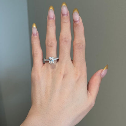2 CT Radiant Pave Moissanite Engagement Ring