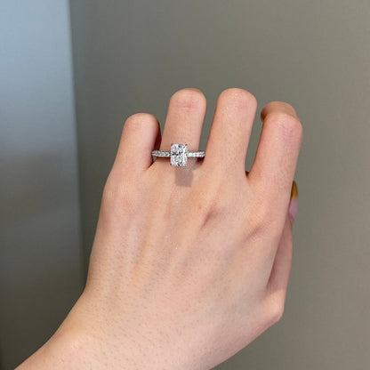 2 CT Radiant Pave Moissanite Engagement Ring