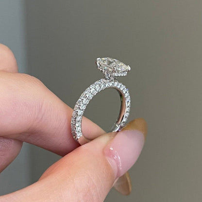 2 CT Radiant Pave Moissanite Engagement Ring