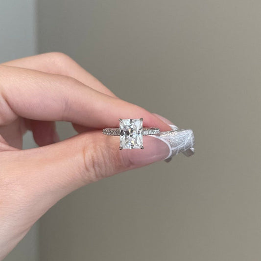 3 CT Radiant Pave Moissanite Engagement Ring
