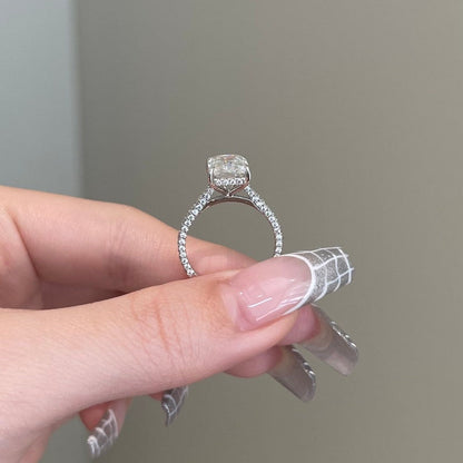 3 CT Radiant Pave Moissanite Engagement Ring