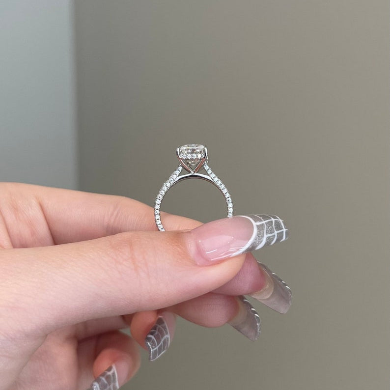 3 CT Radiant Pave Moissanite Engagement Ring