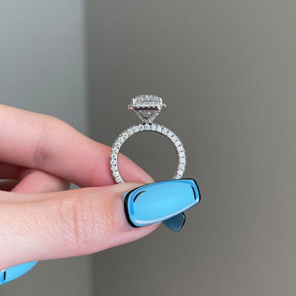 6 CT Radiant Halo & Pave Moissanite Engagement Ring
