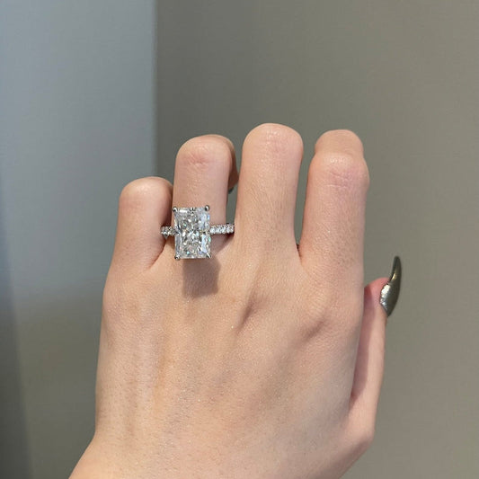 7 CT Radiant Pave Moissanite Engagement Ring