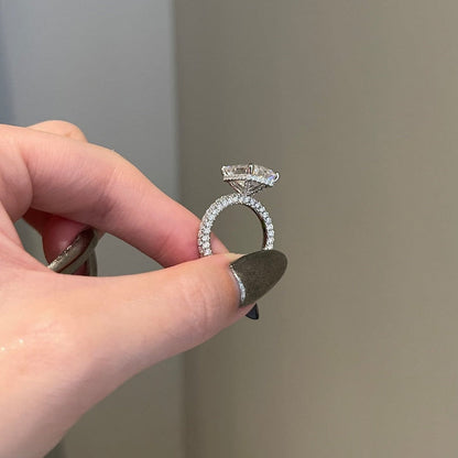 7 CT Radiant Pave Moissanite Engagement Ring