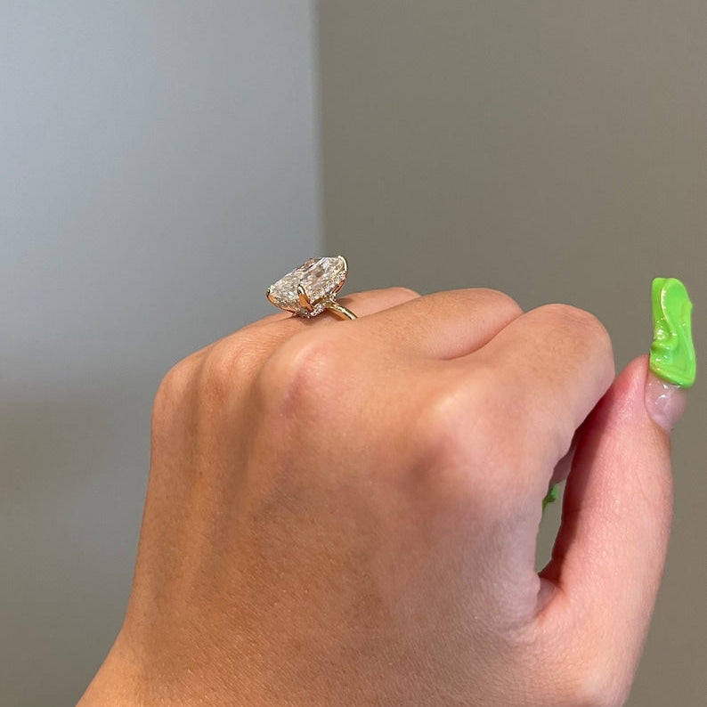 6 CT Radiant Hidden Halo Moissanite Engagement Ring