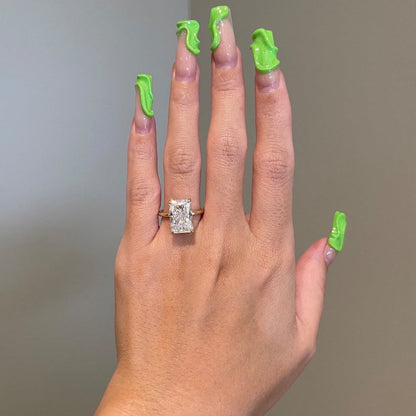 6 CT Radiant Hidden Halo Moissanite Engagement Ring