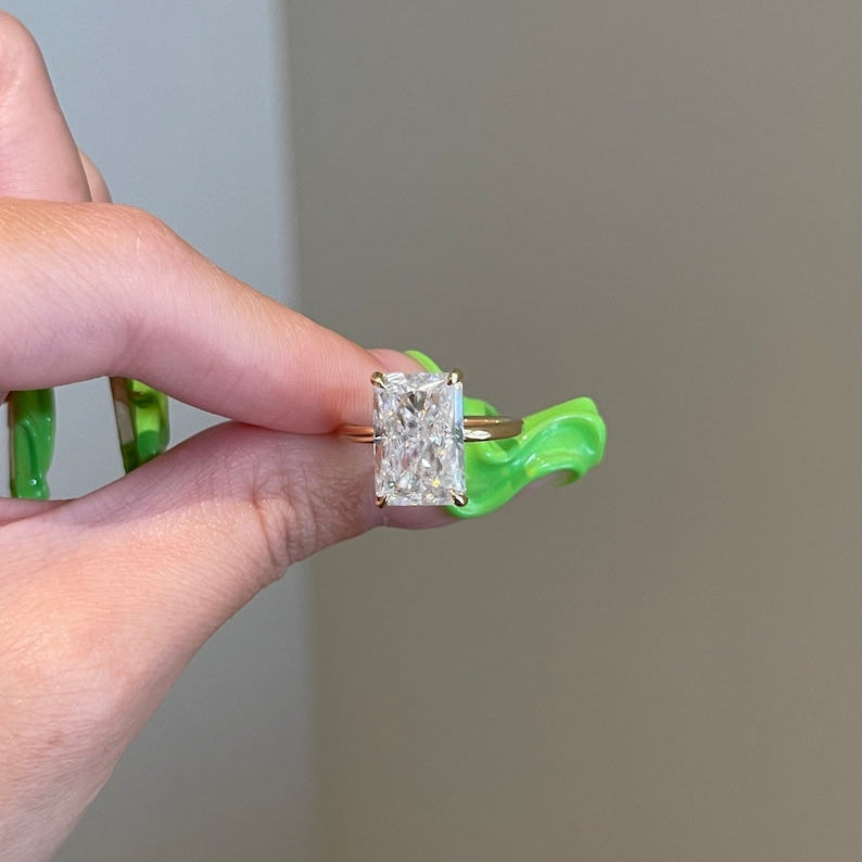 6 CT Radiant Hidden Halo Moissanite Engagement Ring
