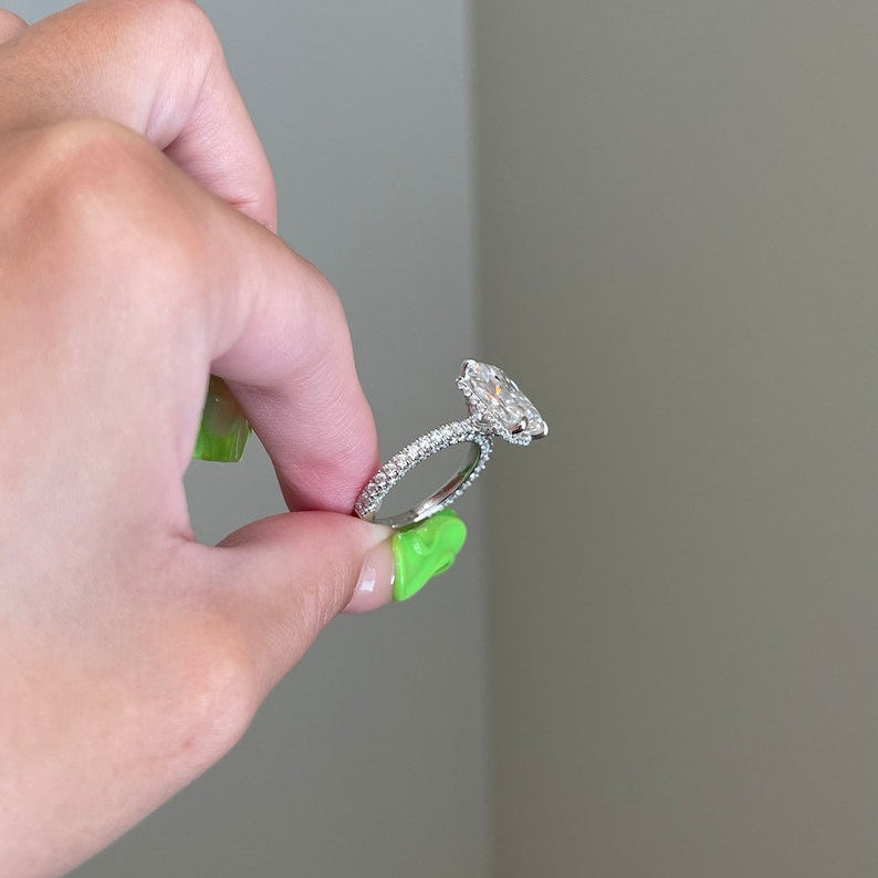 6 CT Radiant Pave Moissanite Engagement Ring