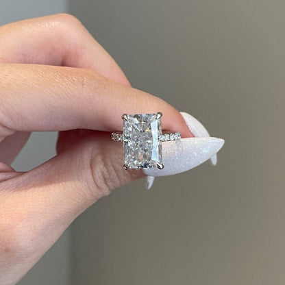 7 CT Radiant Pave Moissanite Engagement Ring