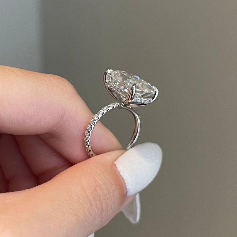 7 CT Radiant Pave Moissanite Engagement Ring