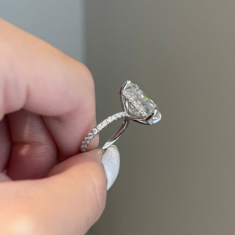 7 CT Radiant Pave Moissanite Engagement Ring