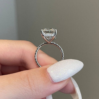 7 CT Radiant Pave Moissanite Engagement Ring