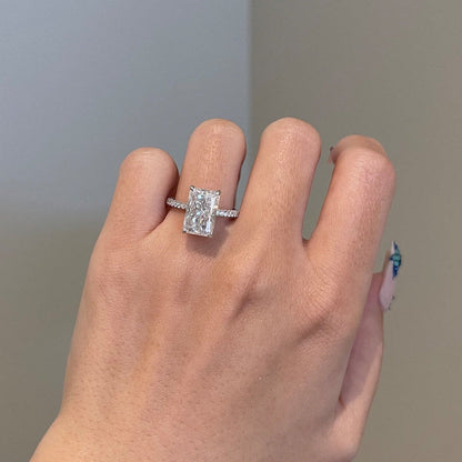 4.5 CT Radiant Pave Moissanite Engagement Ring