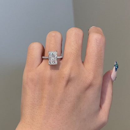4.5 CT Radiant Pave Moissanite Engagement Ring