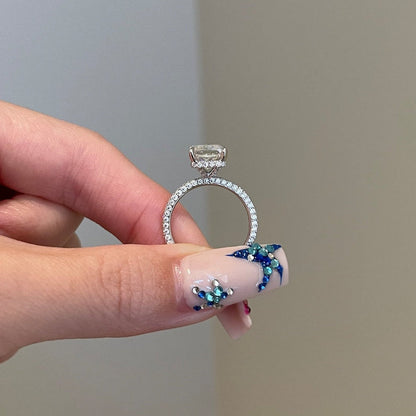 4.5 CT Radiant Pave Moissanite Engagement Ring