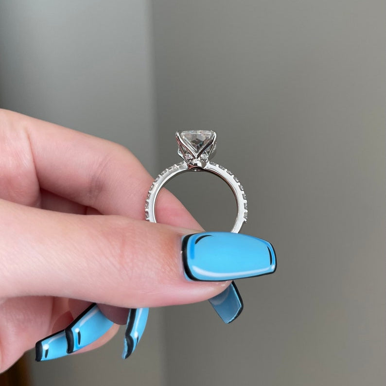 5 CT Radiant Pave Moissanite Engagement Ring