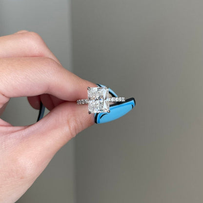 5 CT Radiant Pave Moissanite Engagement Ring