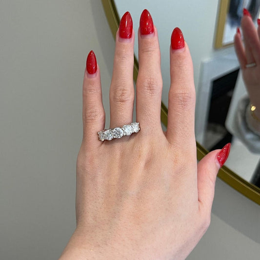 4 TCW Round Five Stone Moissanite Wedding Band