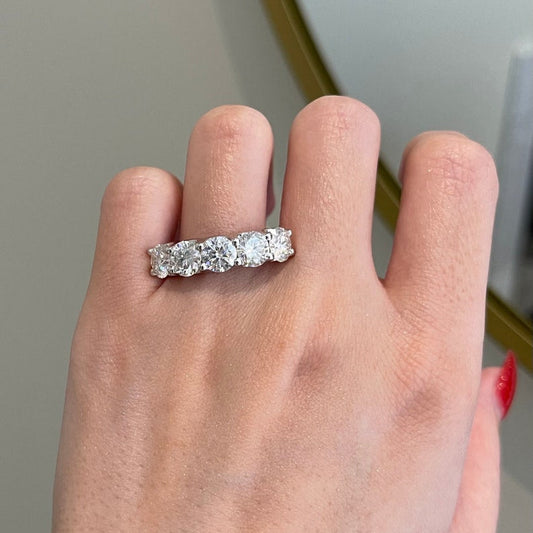4 TCW Round Five Stone Moissanite Wedding Band
