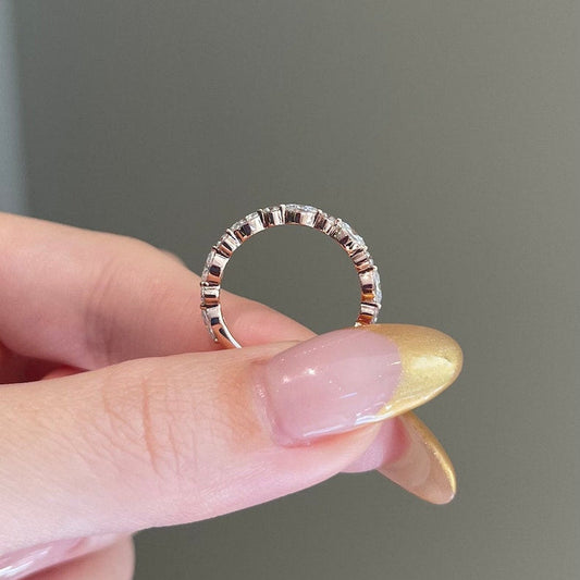 0.20 TCW Marquise Half Eternity Moissanite Wedding Band