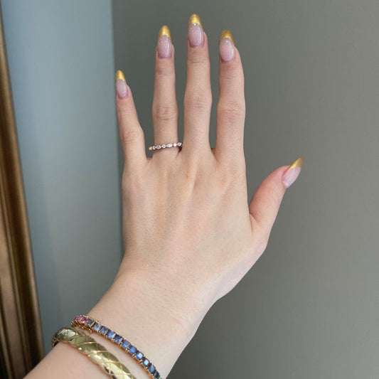 0.25 TCW Marquise & Round Half Eternity Moissanite Wedding Band
