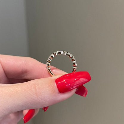 0.15 TCW Marquise & Round Half Eternity Moissanite Wedding Band