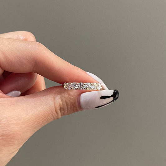 1.4 TCW Round Half Eternity Moissanite Wedding Band